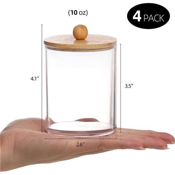 4 Pack Qtip Holder, 10-Ounce Bathroom Organizer Accessories Storage Containers - Picture 3 of 7